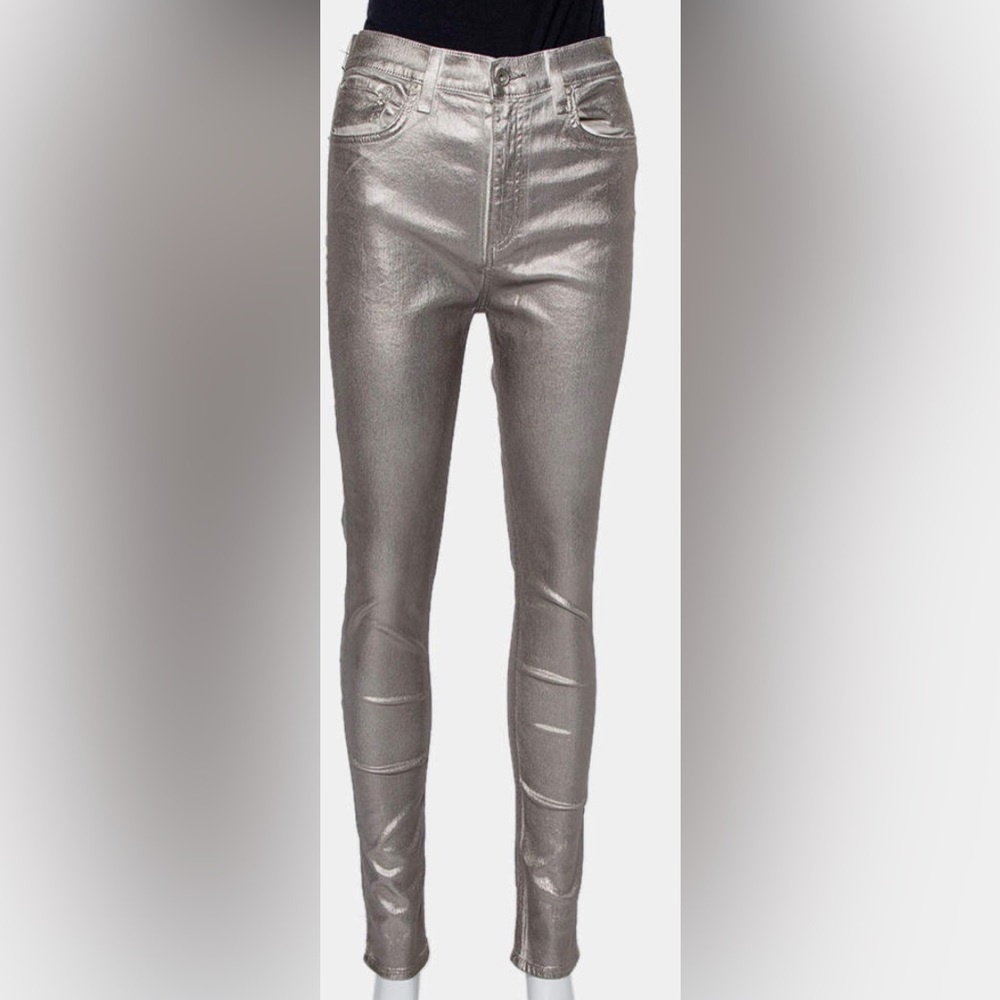 Rag and Bone Gunmetal Metallic Silver Rockstar Skinny Jeans